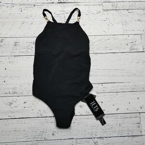 Jets High Neck‎ One Piece Swimsuit Womens US 4 Black J10608 Minimalist NWT